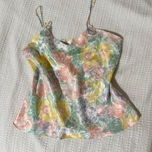 Lord & Taylor Pink and Yellow Bustier Camisole Top